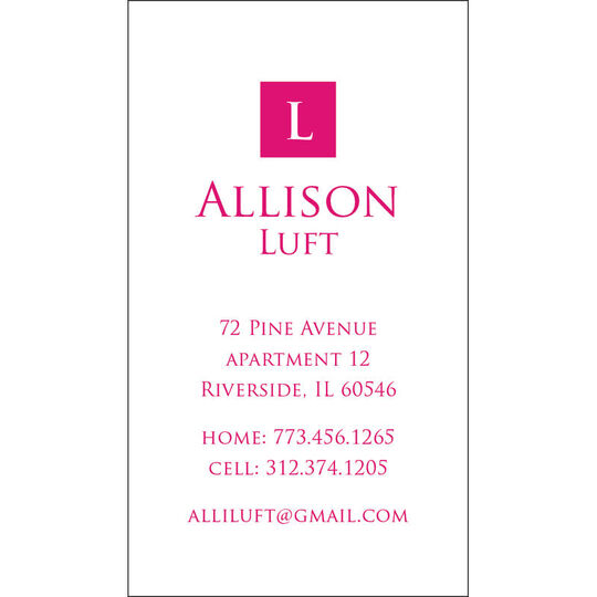 Square Initial Business Cards - Raised Ink
